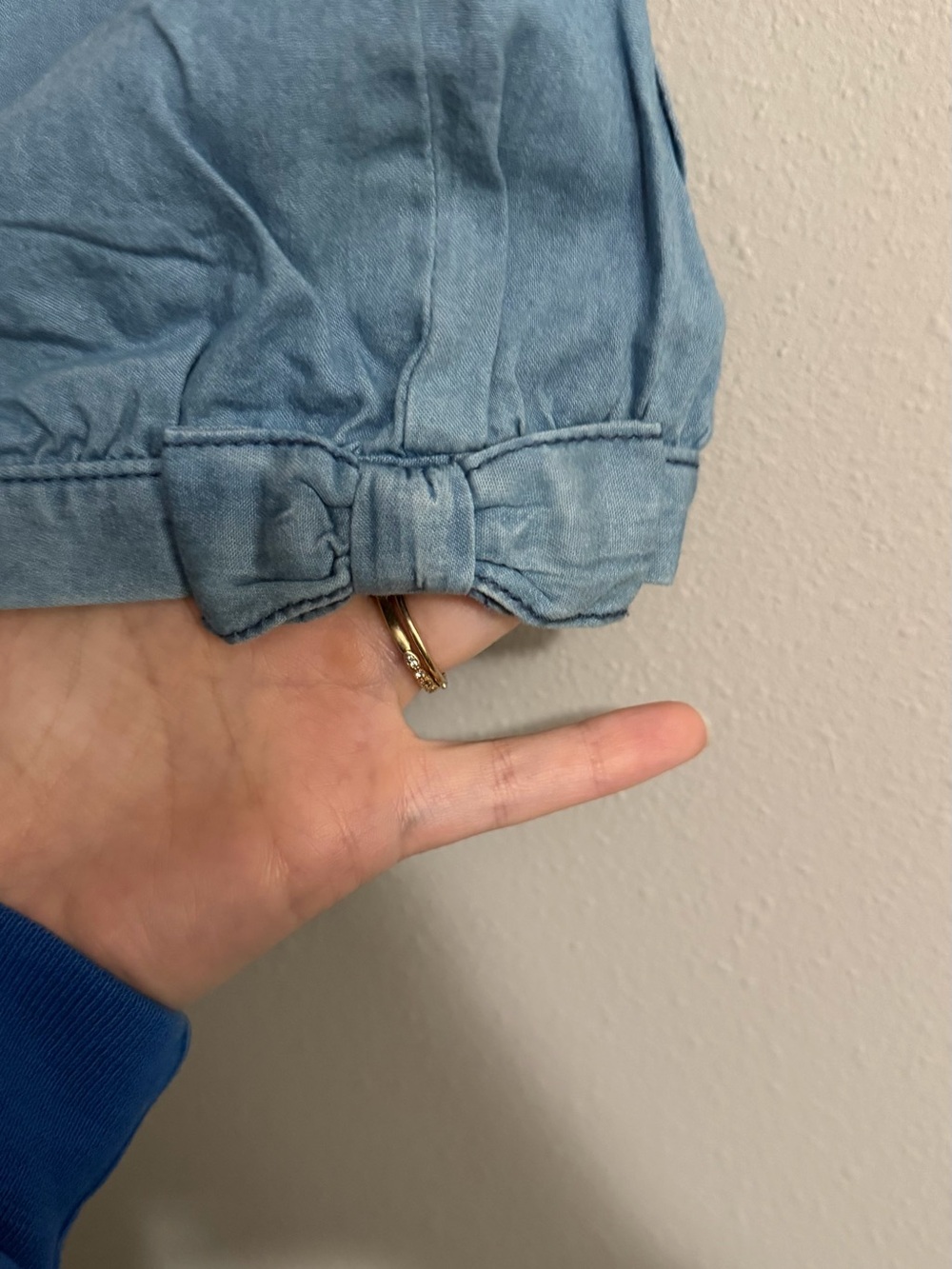 Gymboree Chambray Bubble Shorts Toddler Girls 3T Bow Denim Detail Summer Shorts - Picture 2 of 4